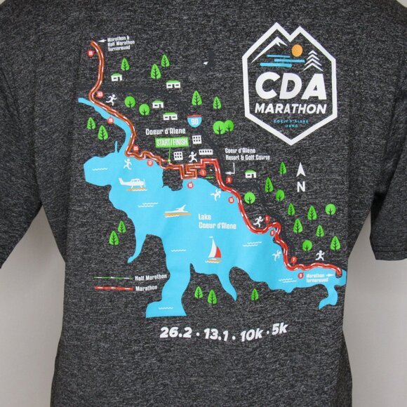 Coeur D'Alene CDA Idaho Marathon Black Sport Tee Adult Men's M Medium - Picture 4 of 10